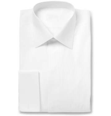 White Bib-Front Cotton Dress Shirt