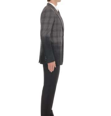 Black Degrade Check Wool Jacket