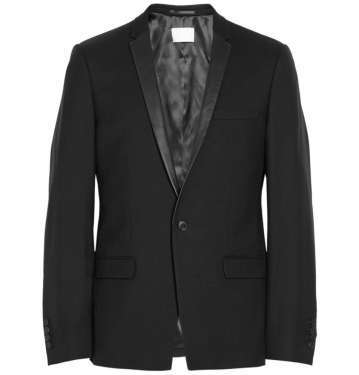 Slim Leather-Trimmed Wool-Twill Tuxedo