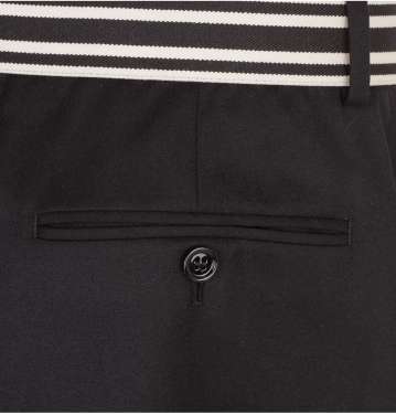 Black Stripe Band Wool Flannel Trouser