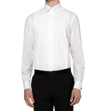 White Bib-Front Cotton Tuxedo Shirt