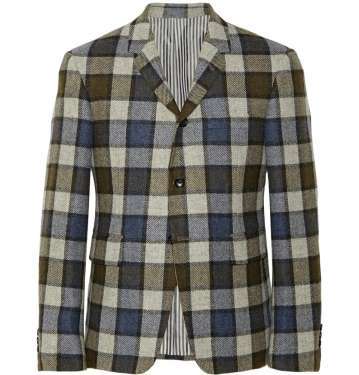 Slim Fit Double Breasted Prince Of Wales Checked Wool And Mohair Blend ...