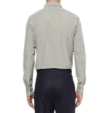 Green Gingham Check Cotton Shirt