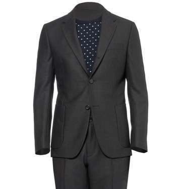 Black Slim Flecked Wool-Blend Suit