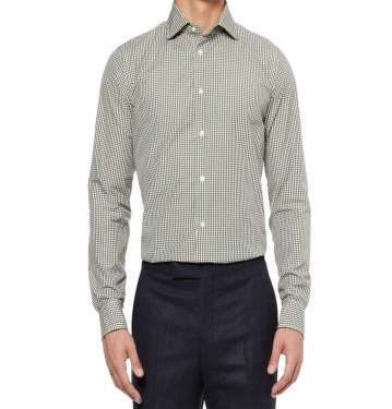 Green Gingham Check Cotton Shirt