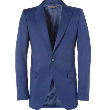 Blue Slim-Fit Wool and Mohair-Blend Jacket