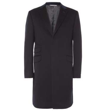 Velvet-Collar Wool Overcoat