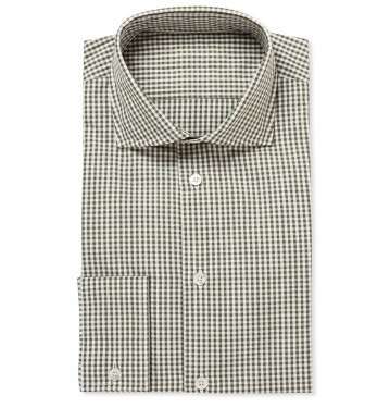 Green Gingham Check Cotton Shirt