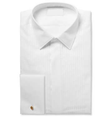 White Bib-Front Cotton Shirt