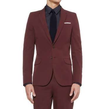 Red Slim-Fit Cotton Suit