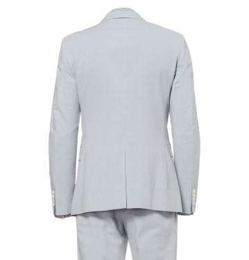 Blue Cotton and Linen-Blend Jacket