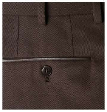 Leather-Trimmed Brushed-Cotton Trouser