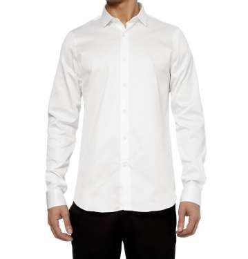 White Collar-Stud Cotton-Twill Shirt