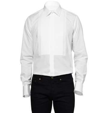 White Bib-Front Cotton Shirt