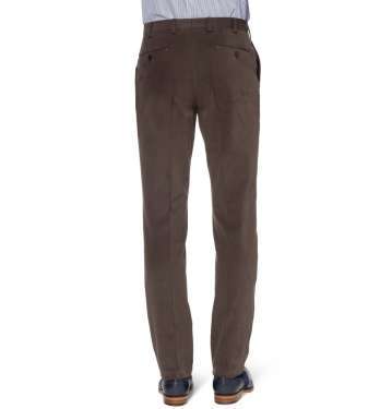 Leather-Trimmed Brushed-Cotton Trouser
