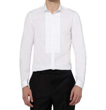 White Slim-Fit Bib-Front Cotton Shirt