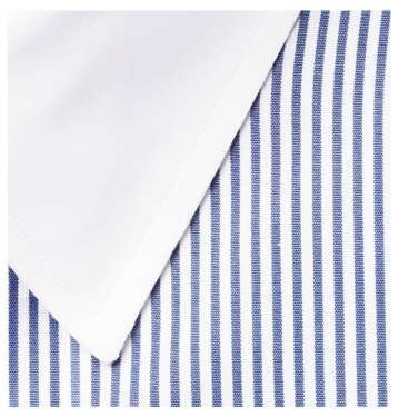 Blue Striped Contrast-Collar Cotton Shirt