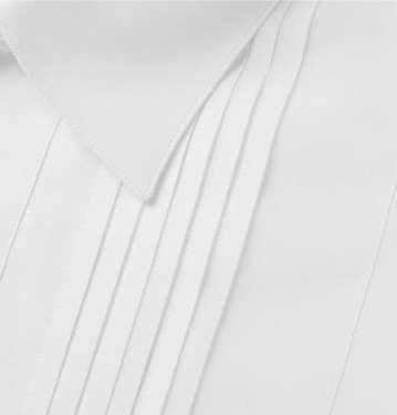 White Bib-Front Cotton and Linen-Blend Shirt