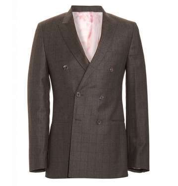 Six Button Check Double Breasted Suit