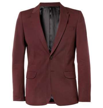 Red Slim-Fit Cotton Suit