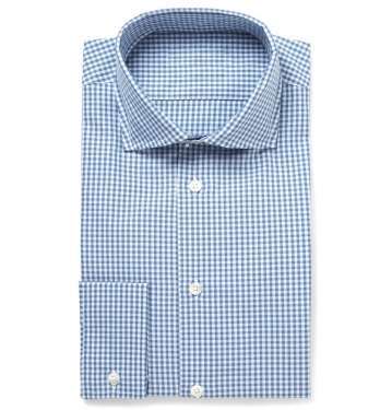 Blue Gingham Check Cotton Shirt