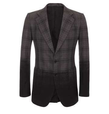 Black Degrade Check Wool Jacket