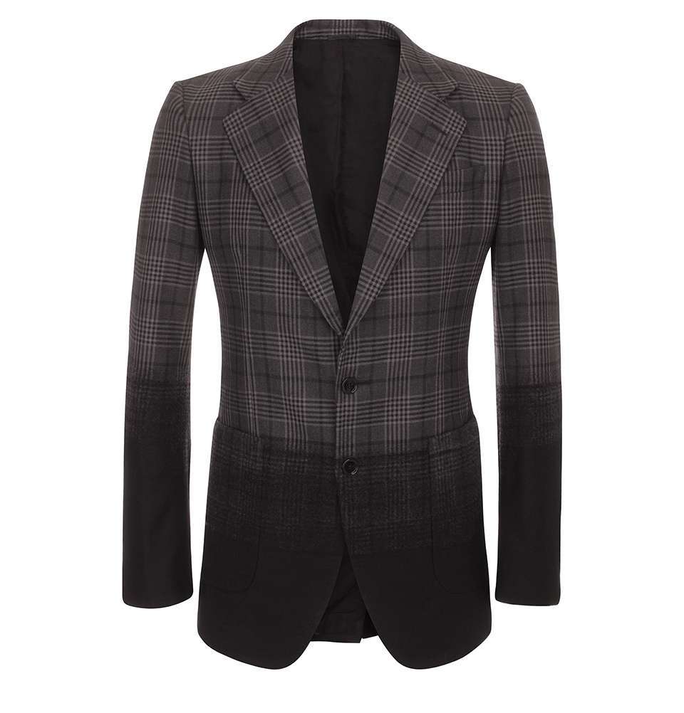 Black Degrade Check Wool Jacket