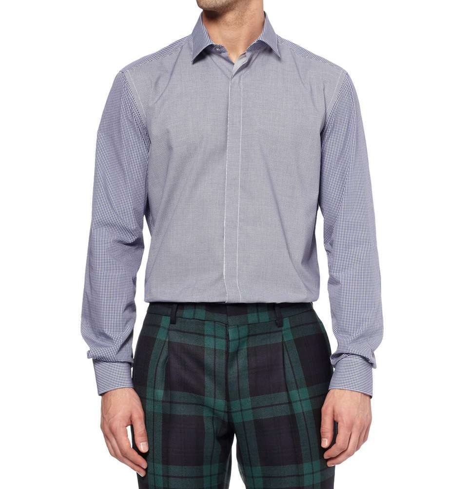 Blue White Mini-Skull Print Shirt