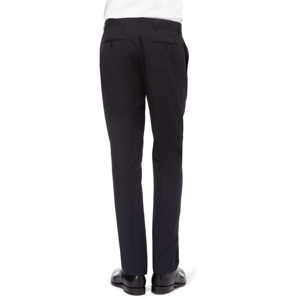 Navy Straight-Leg Wool Trouser