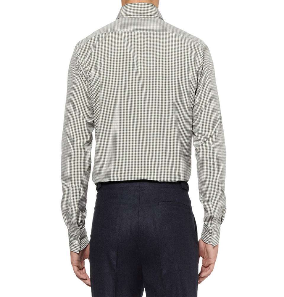 Green Gingham Check Cotton Shirt