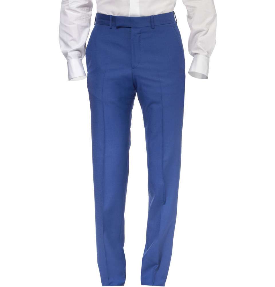 Blue Slim-Fit Wool Blend Suit