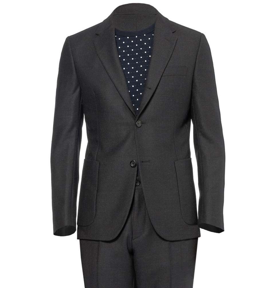 Black Slim Flecked Wool-Blend Suit