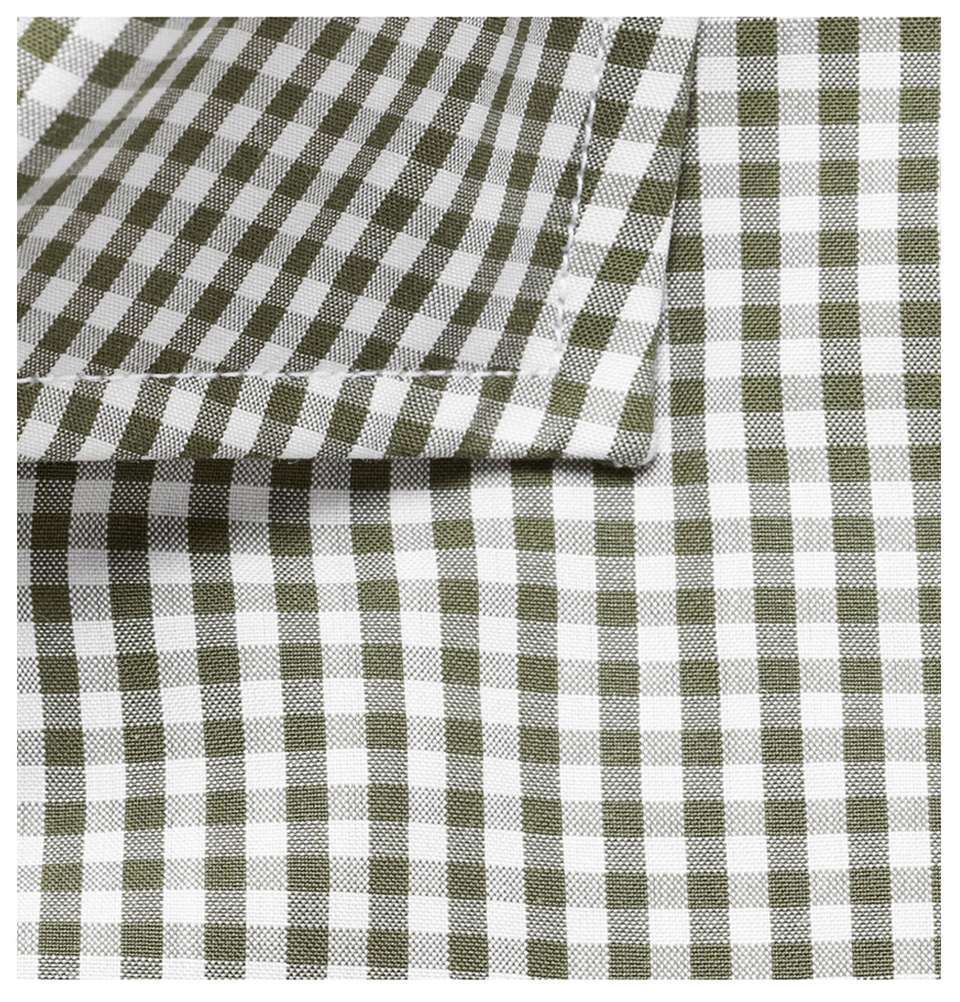 Green Gingham Check Cotton Shirt