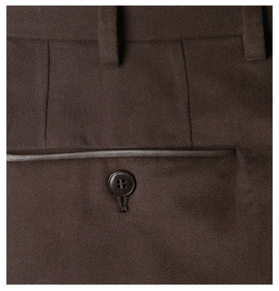 Leather-Trimmed Brushed-Cotton Trouser