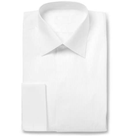 White Bib-Front Cotton Tuxedo Shirt