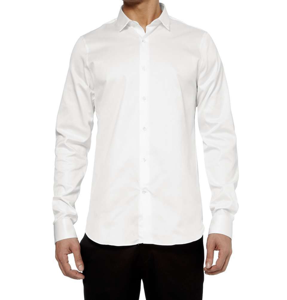 Best Made To Measure Shirts | White Collar-Stud Cotton-Twill Shirt