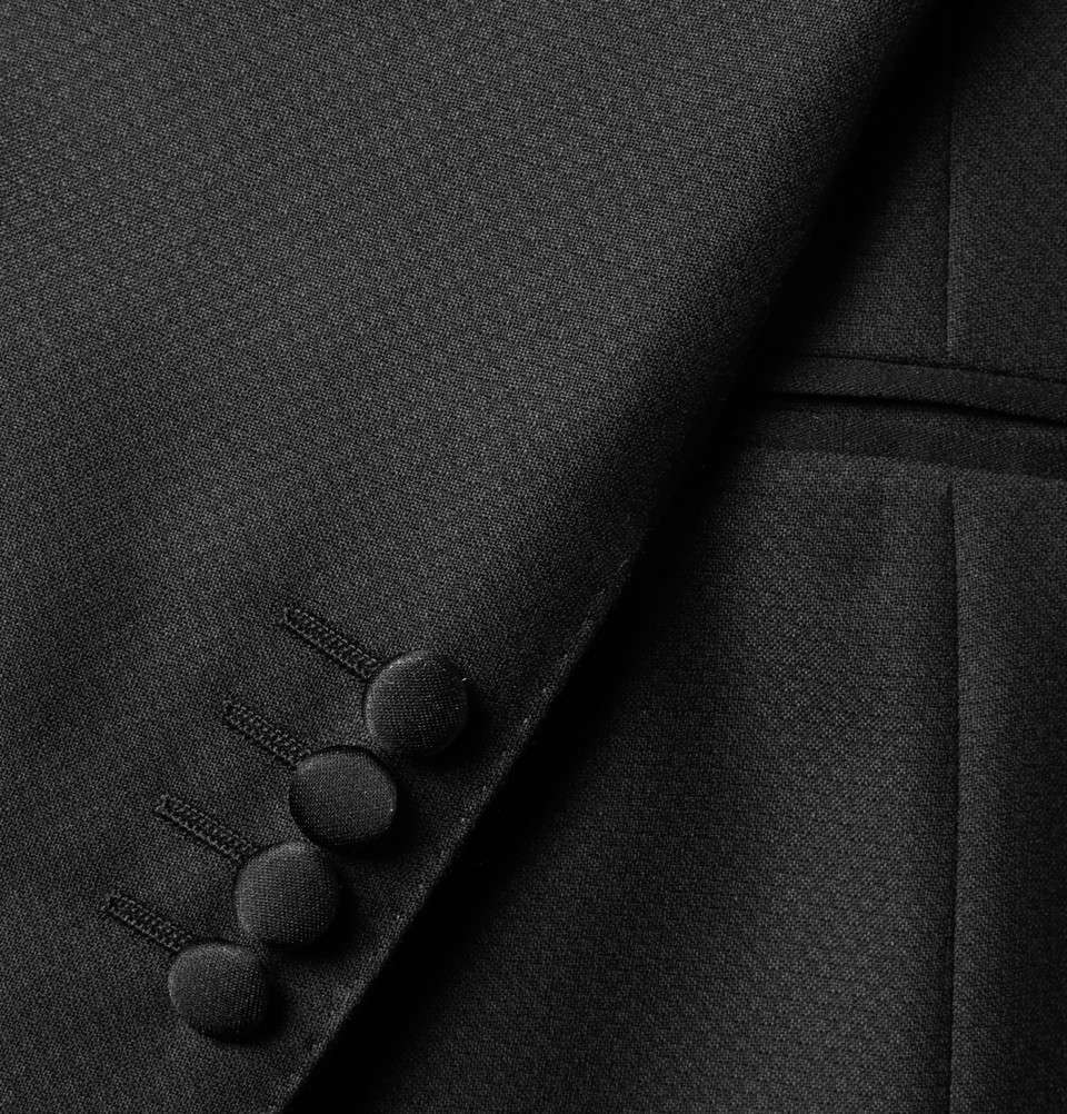 Black Slim-Fit Jacquard Wool Tuxedo
