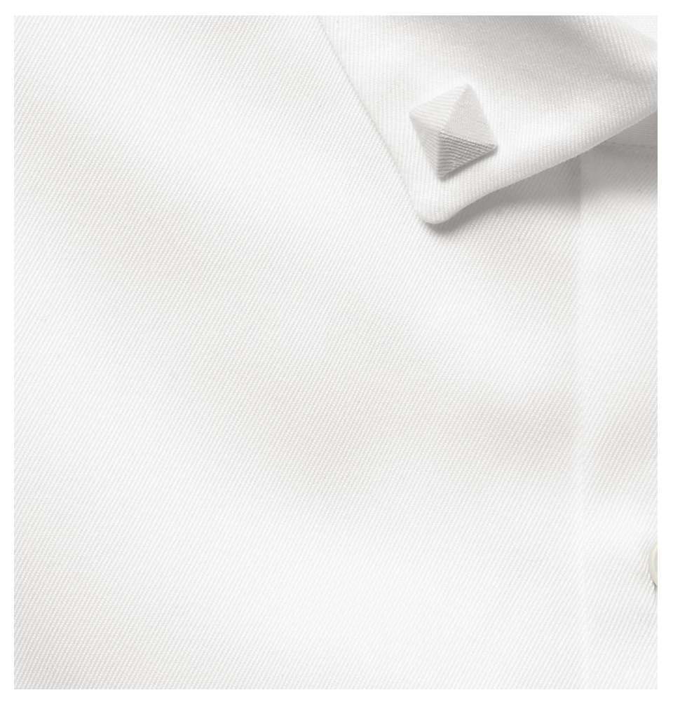 White Collar-Stud Cotton-Twill Shirt