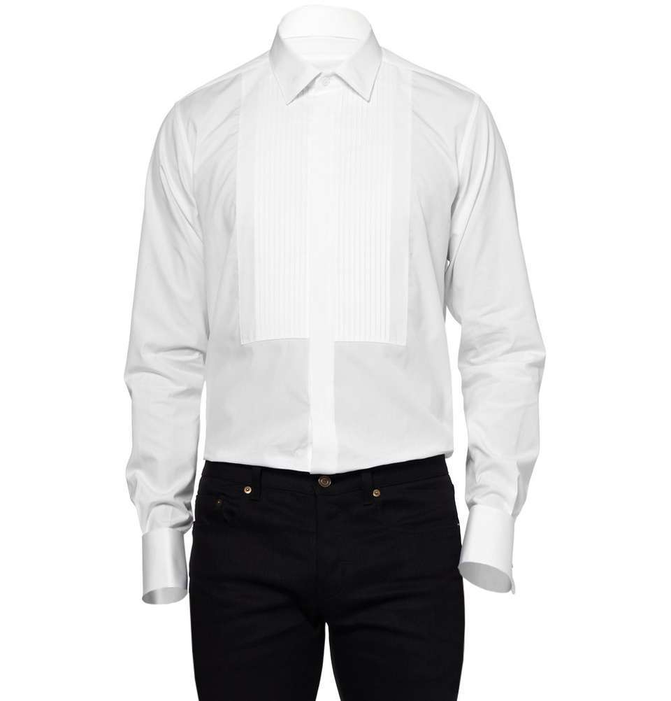 White Bib-Front Cotton Shirt