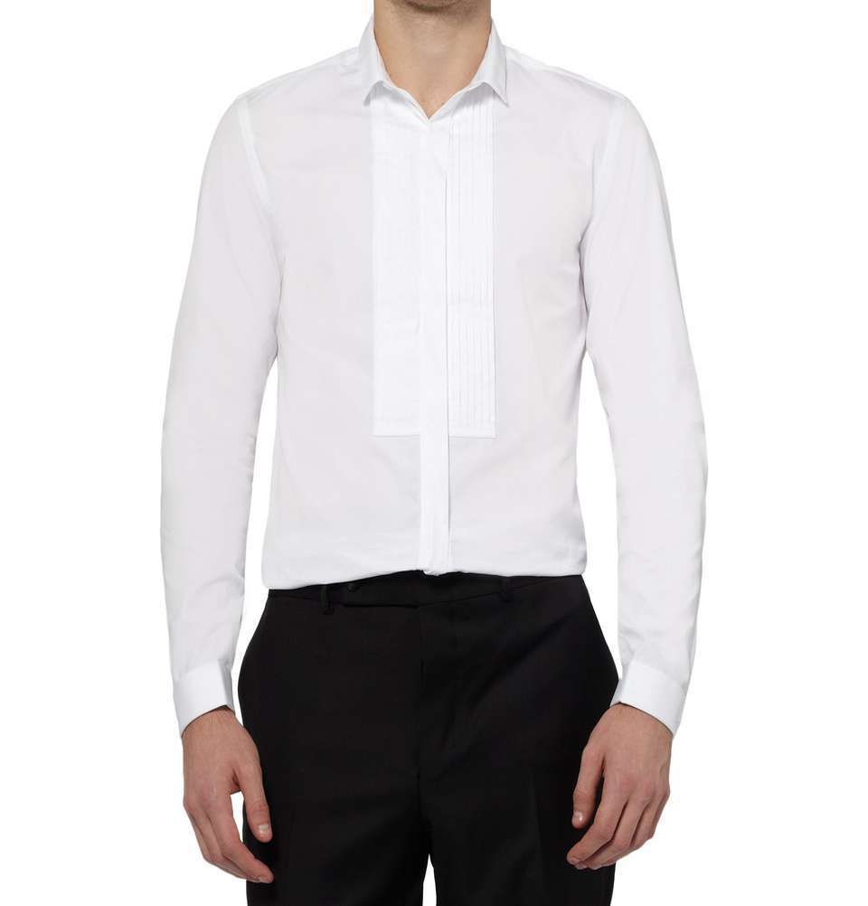 How Much To Tailor A Shirt | White Slim-Fit Bib-Front Cotton Shirt
