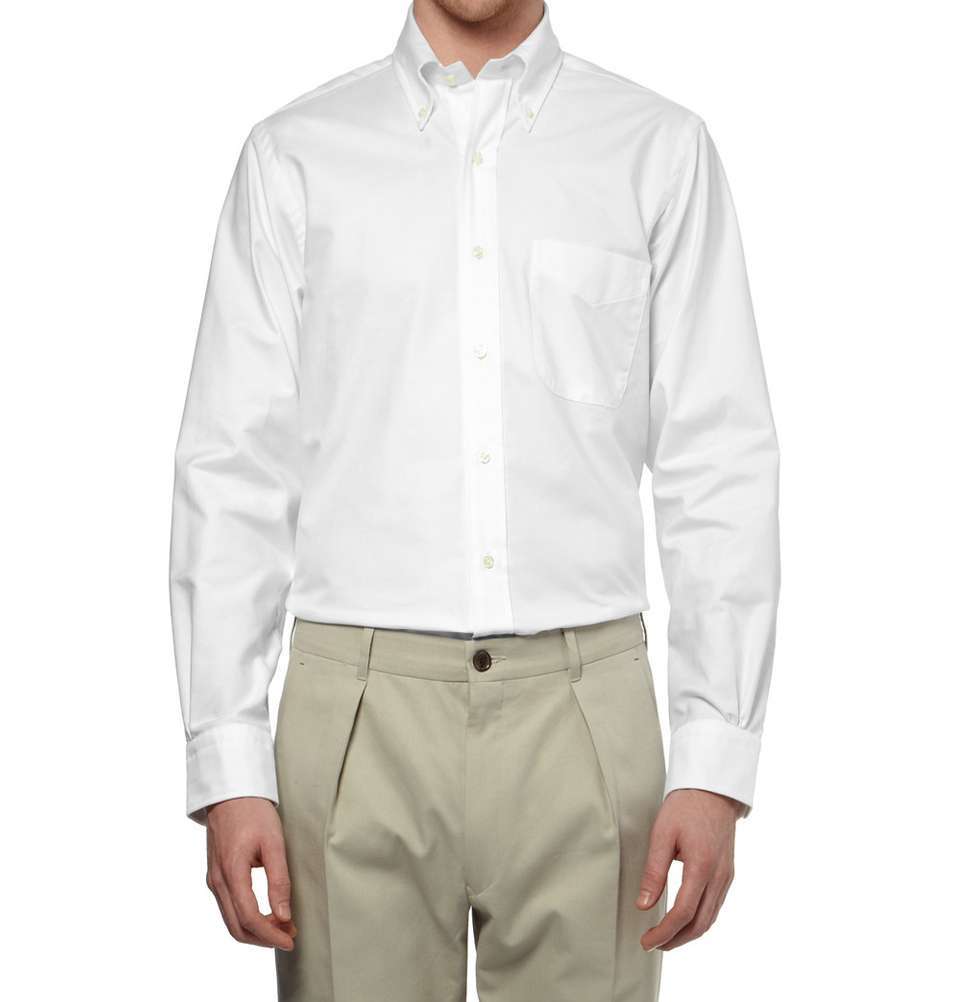 White Button-Down Cotton Oxford Shirt