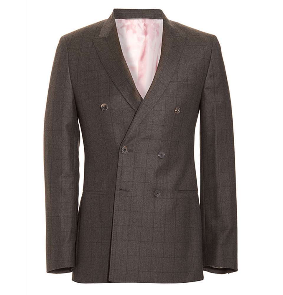 Six Button Check Double Breasted Suit