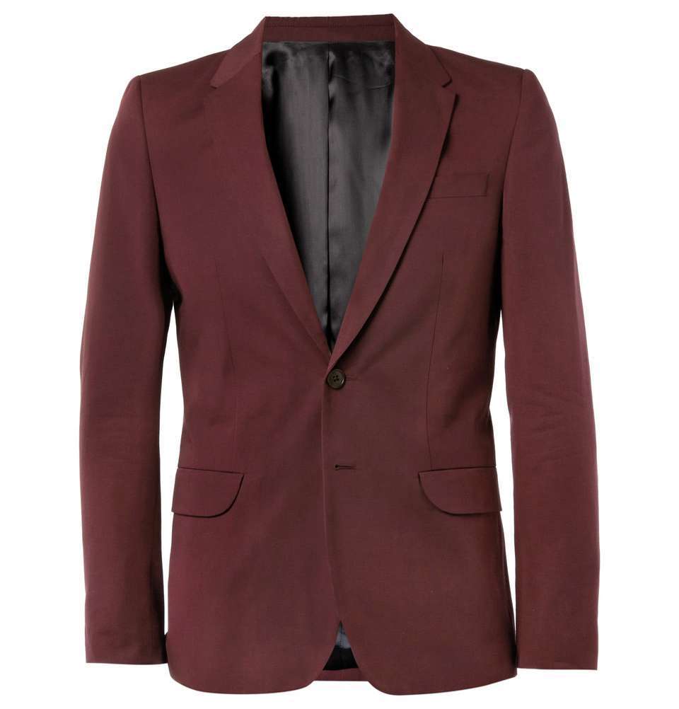 Red Slim-Fit Cotton Suit