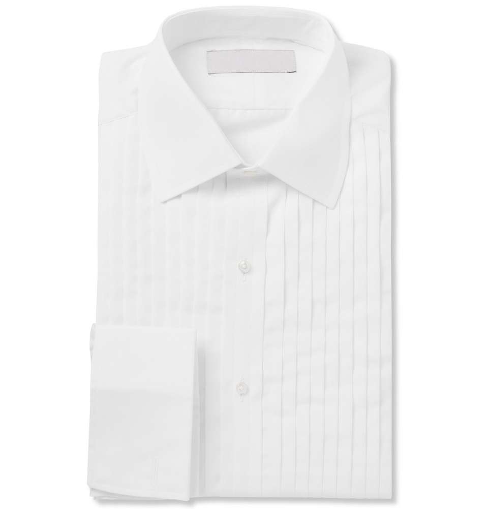 White Cotton Tuxedo Shirt