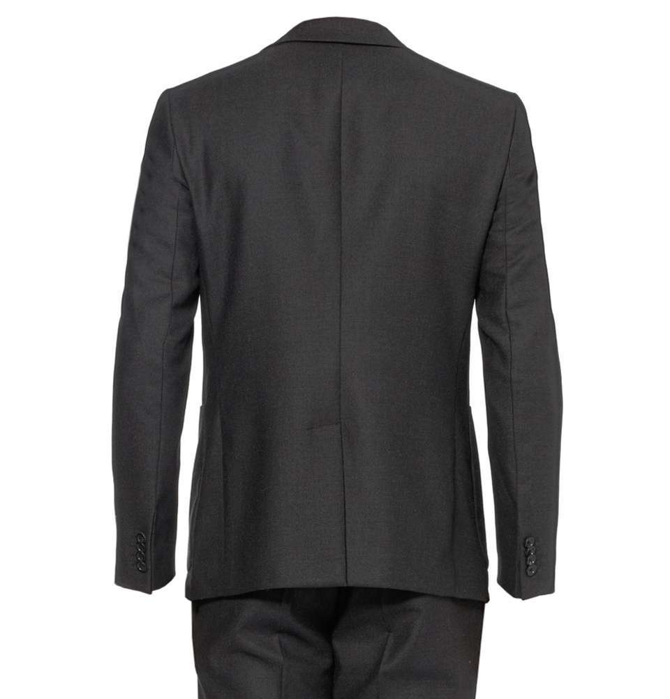 Black Slim Flecked Wool-Blend Suit