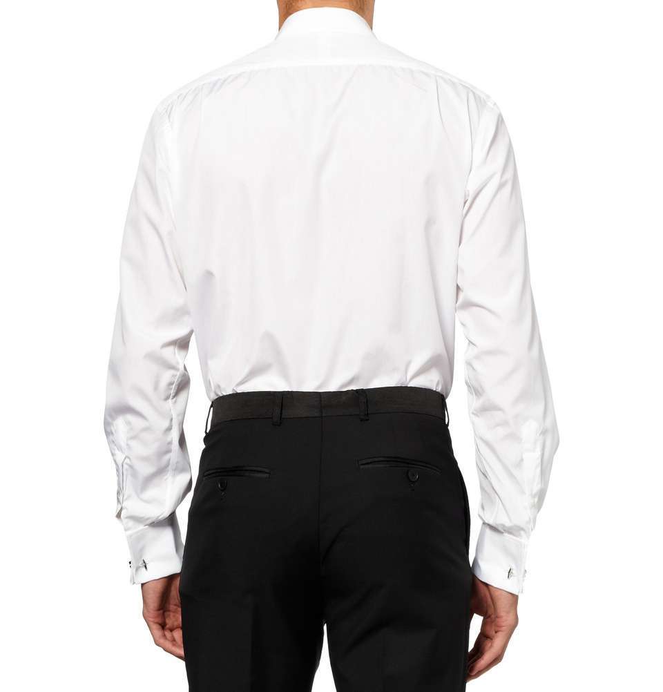 White Cotton Tuxedo Shirt