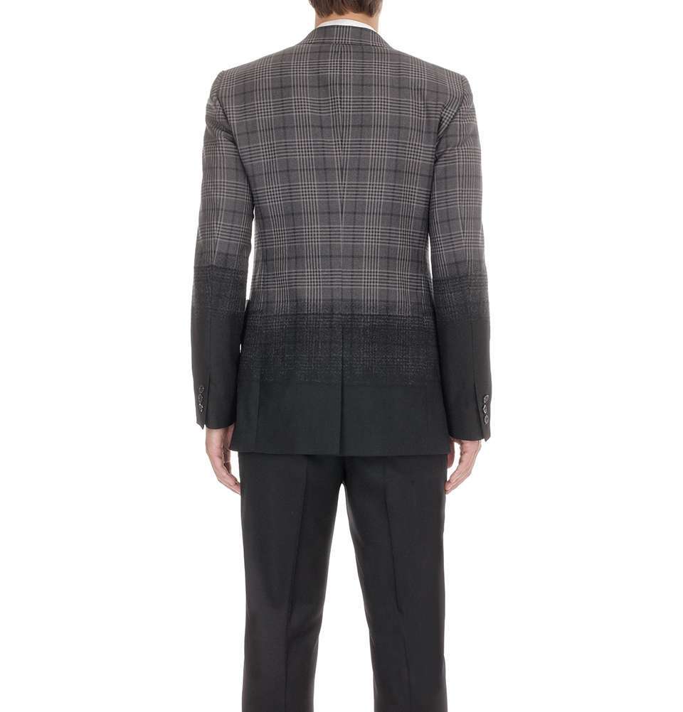 Black Degrade Check Wool Jacket