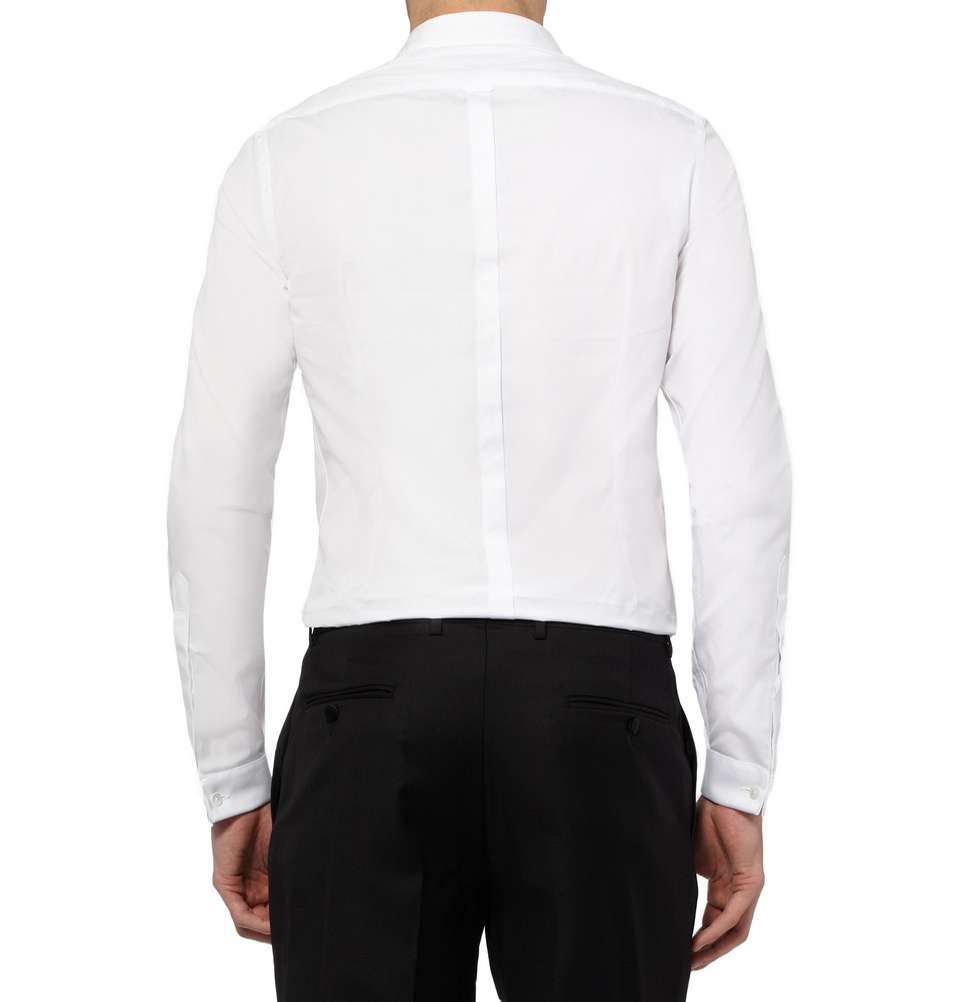 How Much To Tailor A Shirt | White Slim-Fit Bib-Front Cotton Shirt