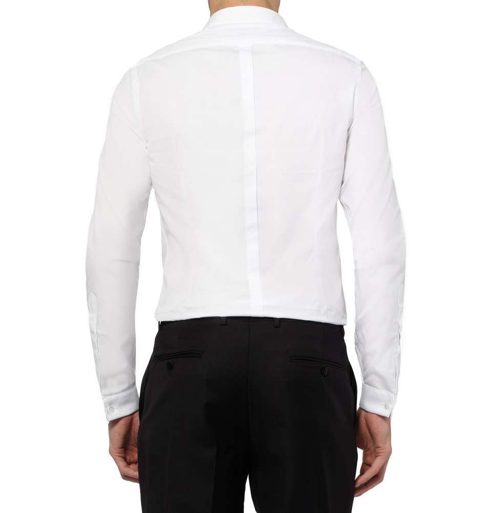 White Slim-Fit Bib-Front Cotton Shirt