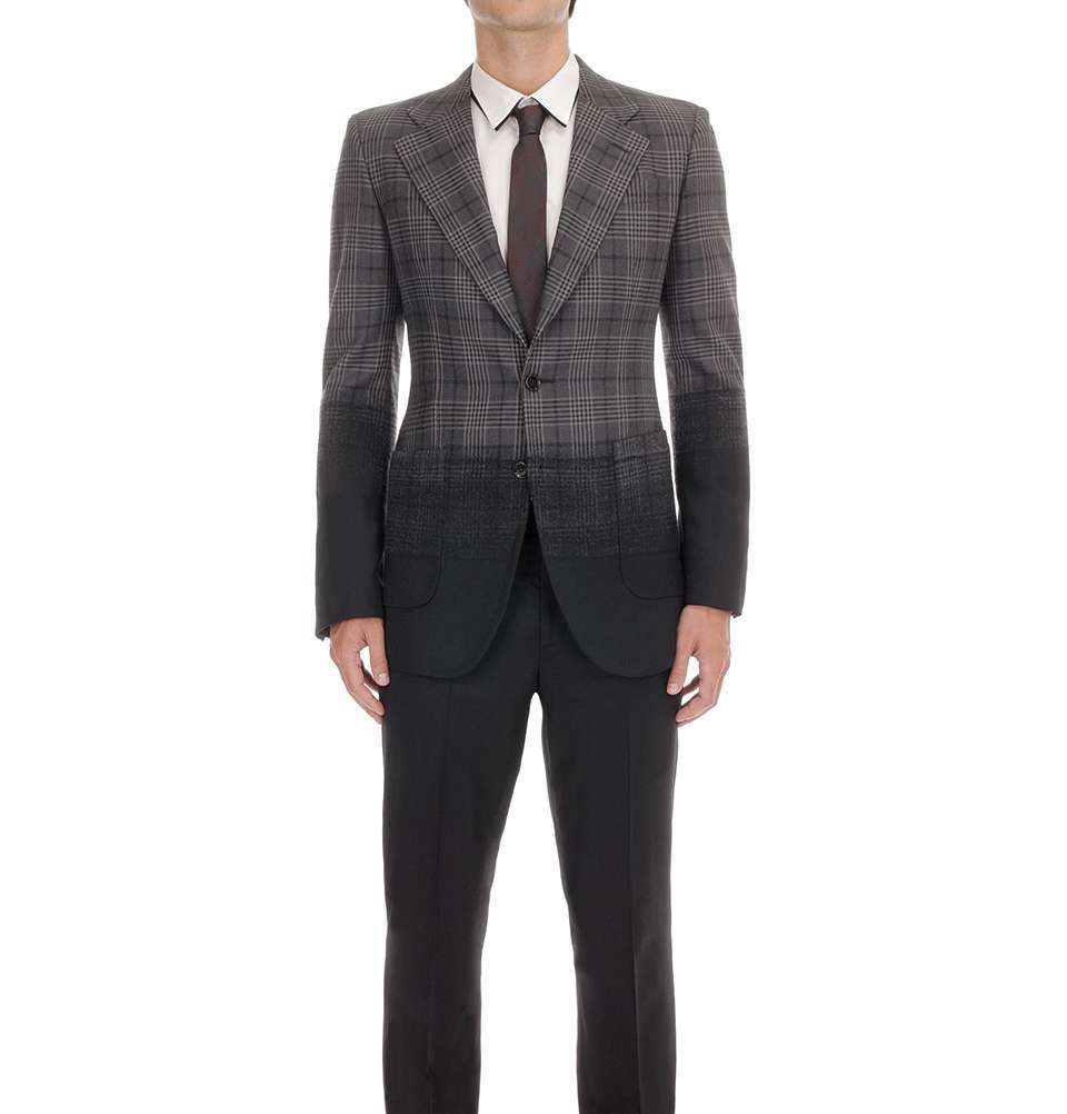 Black Degrade Check Wool Jacket